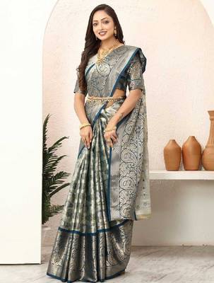 Floral zari tissue kanjeevaram saree 2