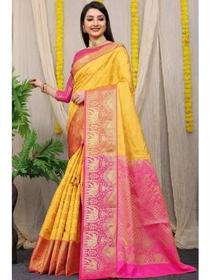 Woven design zari silk cotton kanjeevaram saree 1
