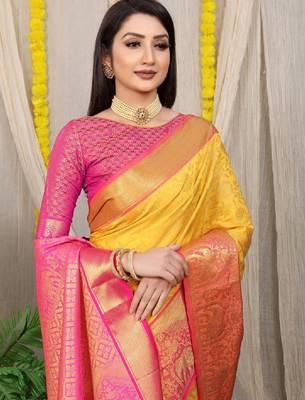 Woven design zari silk cotton kanjeevaram saree 2