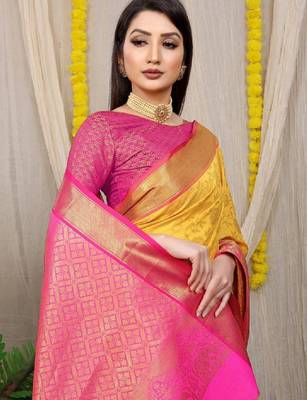 Woven design zari silk cotton kanjeevaram saree 3