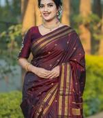 Woven design zari silk blend kanjeevaram saree