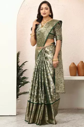 Floral zari tissue kanjeevaram saree