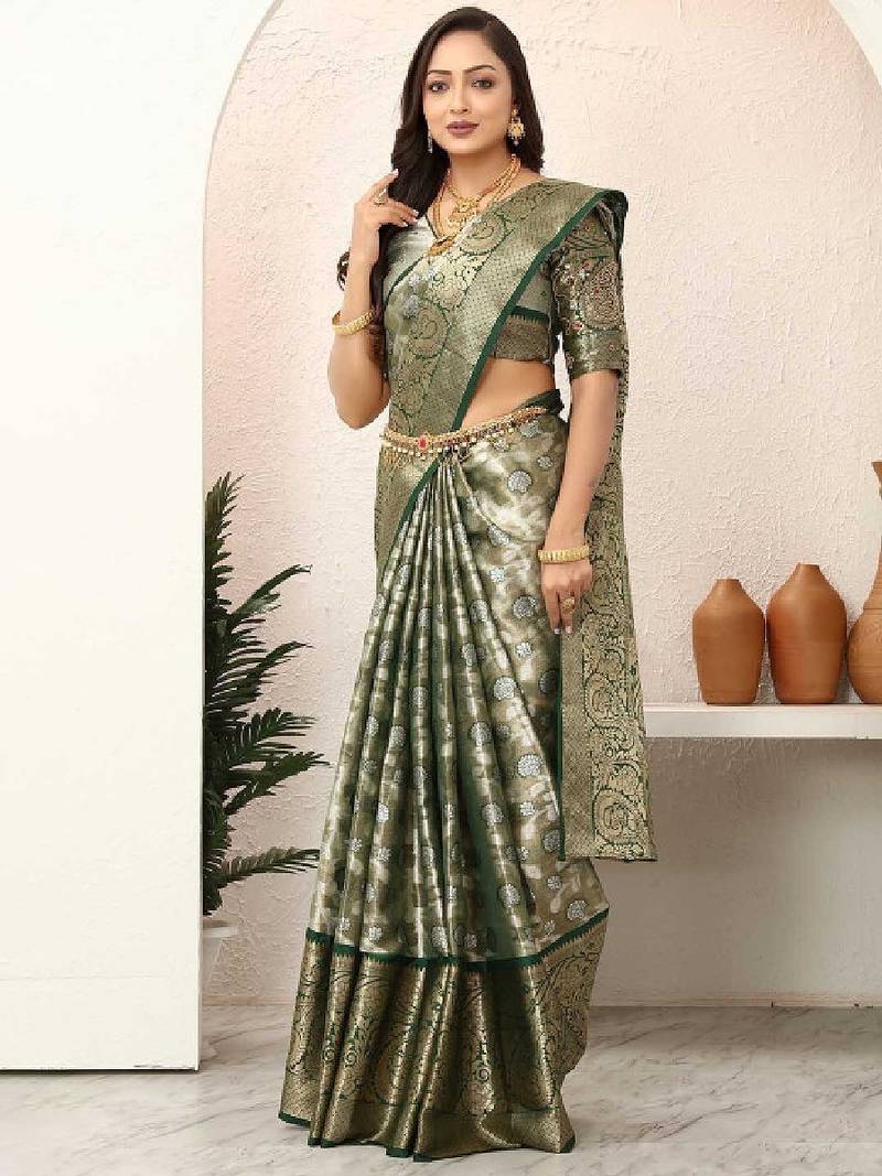 Floral zari tissue kanjeevaram saree