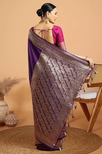 Woven design zari kanjivaram saree with unstitched blouse