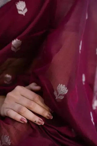 Purple cotton blend kanjeevaram saree