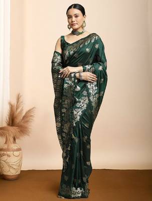 Woven design kanjeevaram saree with blouse piece 1