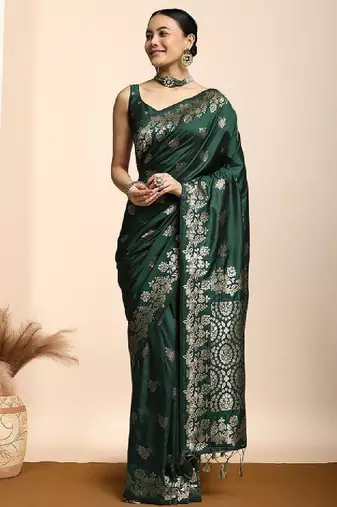 Woven design kanjeevaram saree with blouse piece