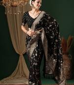 Ethnic motifs zari pure georgette kanjeevaram saree
