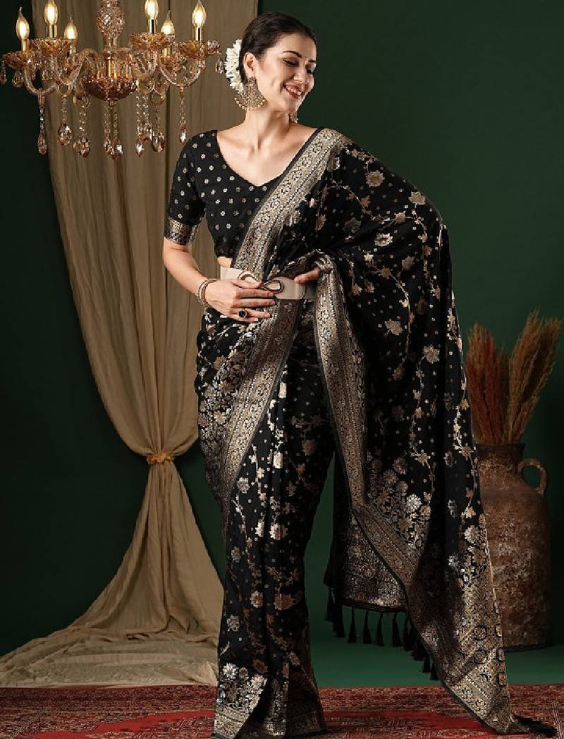 Ethnic motifs zari pure georgette kanjeevaram saree