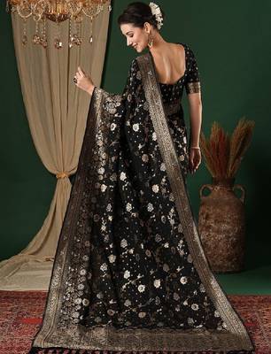 Ethnic motifs zari pure georgette kanjeevaram saree 2