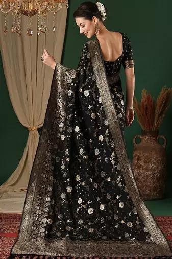 Ethnic motifs zari pure georgette kanjeevaram saree