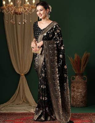 Ethnic motifs zari pure georgette kanjeevaram saree 3
