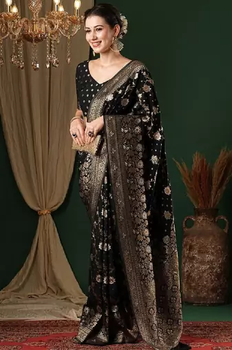 Ethnic motifs zari pure georgette kanjeevaram saree