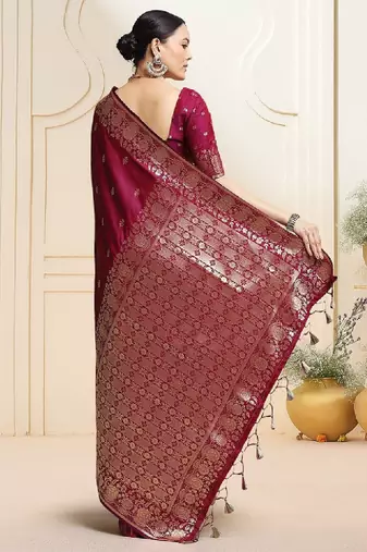 Ethnic motifs woven design zari kanjeevaram saree