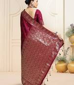 Ethnic motifs woven design zari kanjeevaram saree