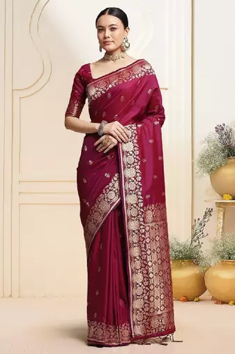 Ethnic motifs woven design zari kanjeevaram saree