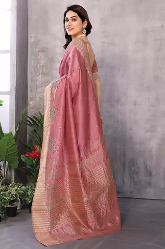 Floral embroidered kanjeevaram saree