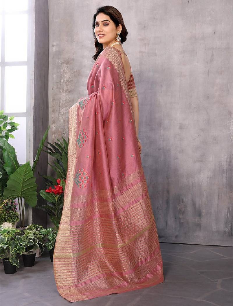 Floral embroidered kanjeevaram saree