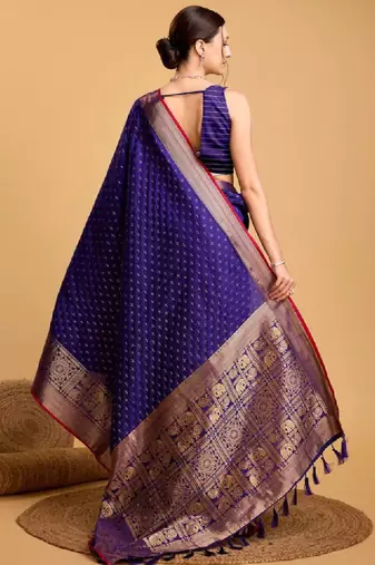 House of pataudi woven design art silk kanjivaram saree with blouse piece