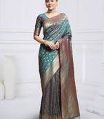 Woven design kanjeevaram saree with blouse piece