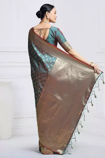 Woven design kanjeevaram saree with blouse piece