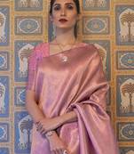 Mauve & gold-toned ethnic motifs zari kanjeevaram saree
