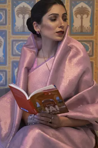 Mauve & gold-toned ethnic motifs zari kanjeevaram saree