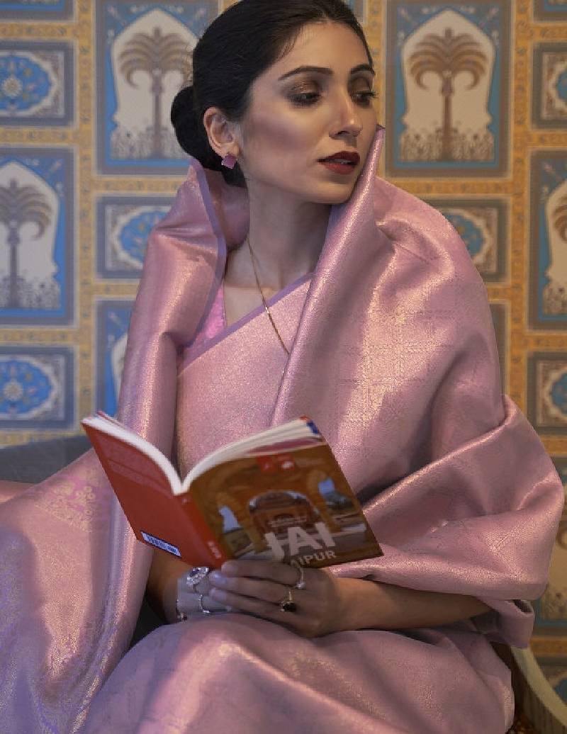 Mauve & gold-toned ethnic motifs zari kanjeevaram saree