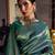 Teal & gold-toned woven design zari silk blend kanjeevaram saree