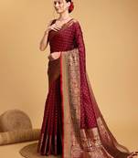 Woven design zari kanjeevaram saree with blouse piece