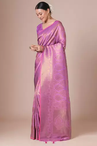 Woven design festive saree with matching blouse
