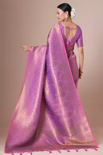 Woven design festive saree with matching blouse