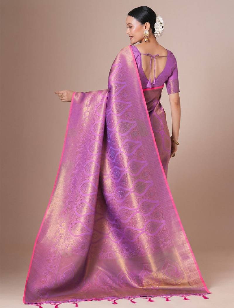 Woven design festive saree with matching blouse