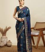 Woven design zari kanjivaram saree with unstitched blouse