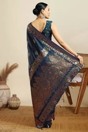 Woven design zari kanjivaram saree with unstitched blouse