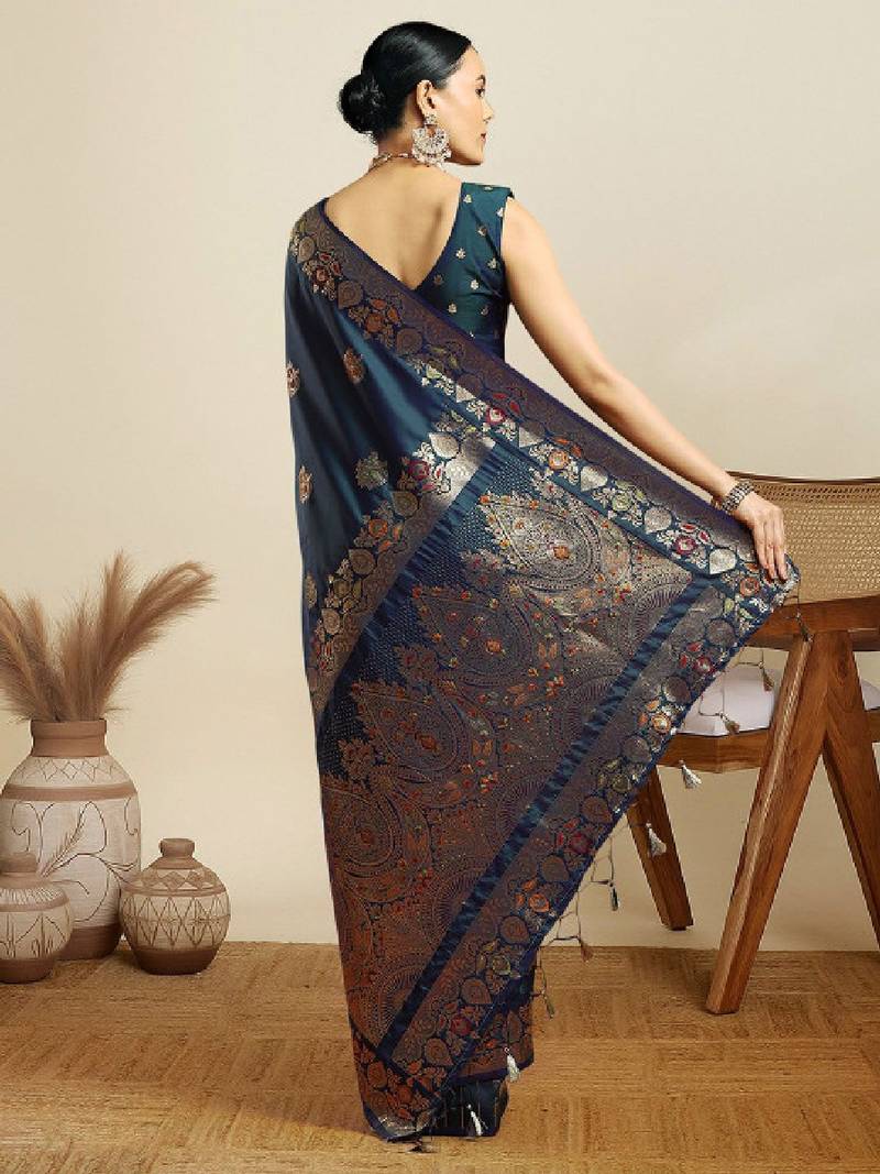Woven design zari kanjivaram saree with unstitched blouse