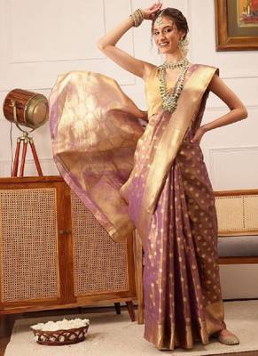 Women woven design floral printed kanjeevaram saree 1