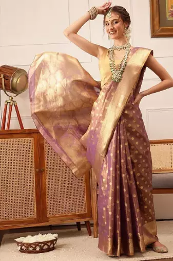 Women woven design floral printed kanjeevaram saree