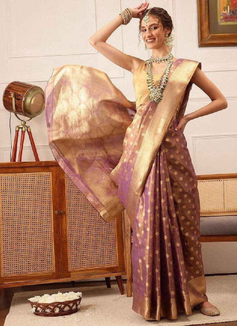 Women woven design floral printed kanjeevaram saree