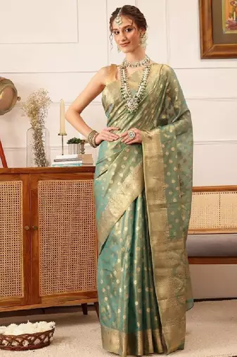 Woven design floral printed kanjeevaram saree