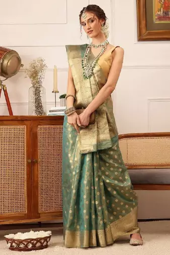 Woven design floral printed kanjeevaram saree