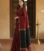 Ethnic motifs woven design silk blend kanjeevaram saree