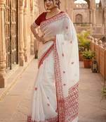Ethnic motifs embroidered kanjeevaram saree