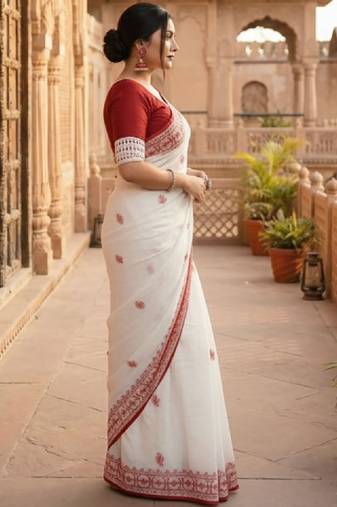 Ethnic motifs embroidered kanjeevaram saree