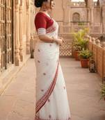 Ethnic motifs embroidered kanjeevaram saree