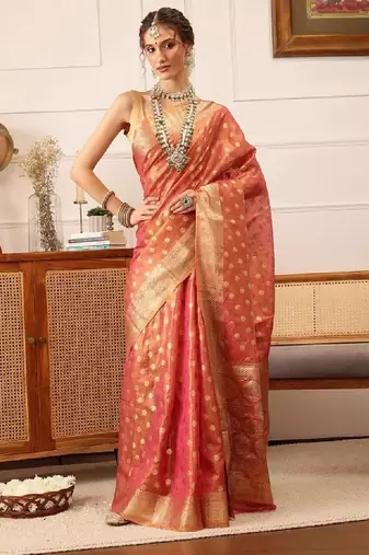 Woven design zari kanjeevaram saree with blouse piece