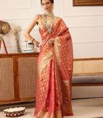 Woven design zari kanjeevaram saree with blouse piece