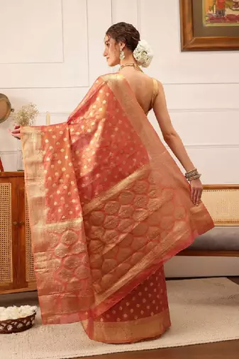 Woven design zari kanjeevaram saree with blouse piece