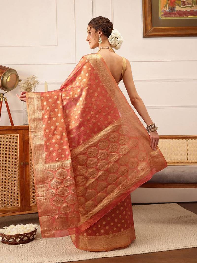 Woven design zari kanjeevaram saree with blouse piece