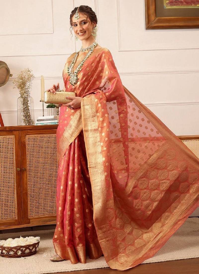 Woven design zari kanjeevaram saree with blouse piece